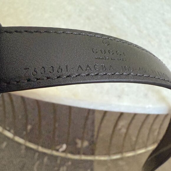 Gucci 763361 Slim Horsebit Black Patent Leather Thin Belt, 90, 95, 100 - Picture 6 of 14